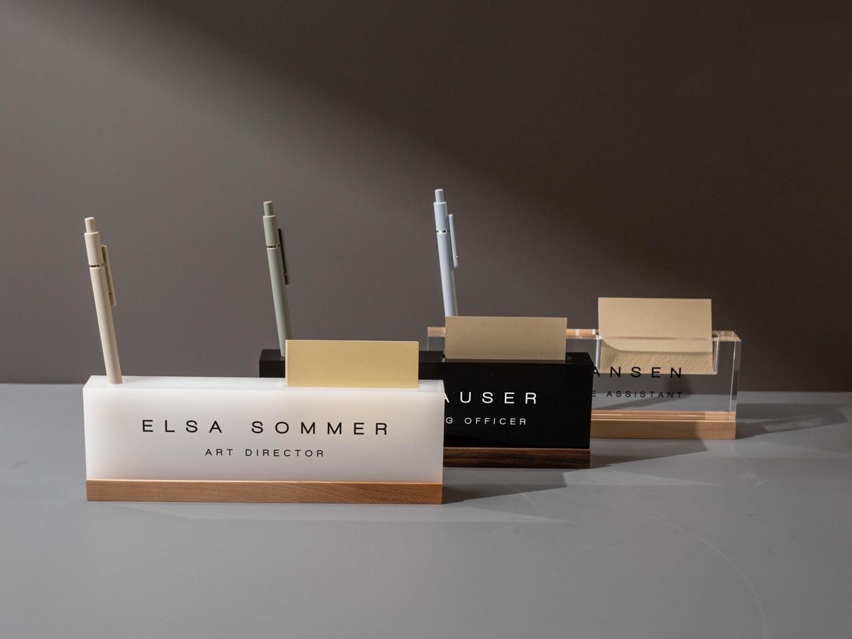 Corporate Desk Nameplate (Acrylic + Metal)