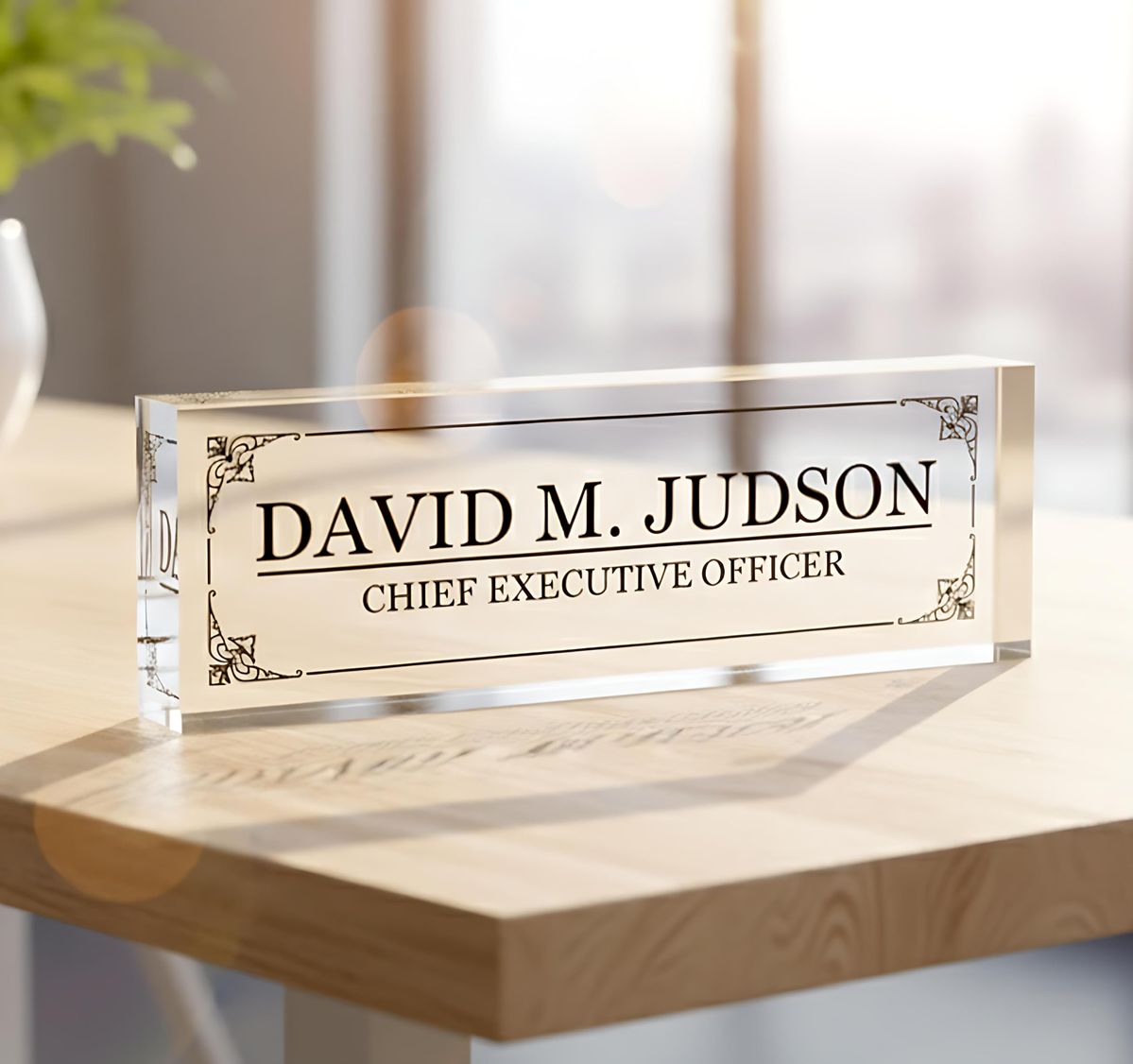 Corporate Desk Nameplate (Acrylic + Metal) thumbnail